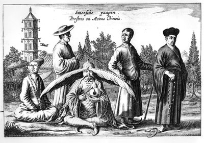 الكهنة والرهبان الصينيون ، من الصين رسمها أثناسيوس كيرشر (1601-80) بواسطة المدرسة الهولندية