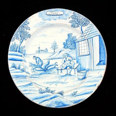 لوحة Delftware تصور شهر يونيو (خزف مزجج بالقصدير) بواسطة المدرسة الهولندية