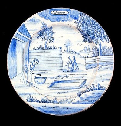 لوحة Delftware تصور شهر نوفمبر (خزف مزجج بالقصدير) بواسطة المدرسة الهولندية