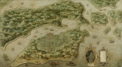 حصن فيكتوريا في جزيرة أمبوينا 1617 بواسطة المدرسة الهولندية