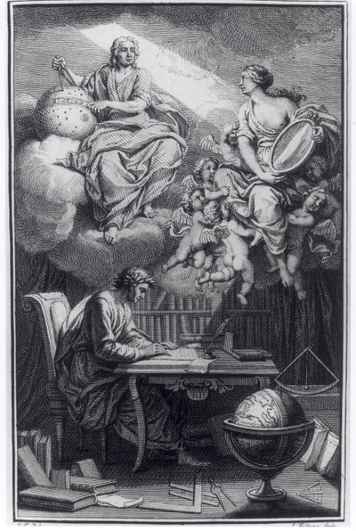 واجهة Elemens de la Philosophie de Neuton بواسطة Voltaire (1694-1778) المنشورة في أمستردام ، 1738 بواسطة المدرسة الهولندية