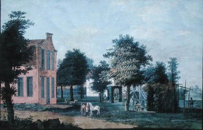 الصيادون في الحديقة ، حوالي عام 1770 (جواش على ورق) بواسطة المدرسة الهولندية