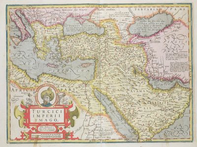خريطة الإمبراطورية التركية ، من حانة Mercator Atlas. بقلم جودوكس هونديوس (1563-1612) أمستردام ، 1606 بواسطة المدرسة الهولندية
