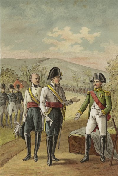 اجتماع نابليون والإمبراطور فرانسيس الثاني للنمسا بعد معركة أوسترليتز ، 1805 بواسطة المدرسة الهولندية