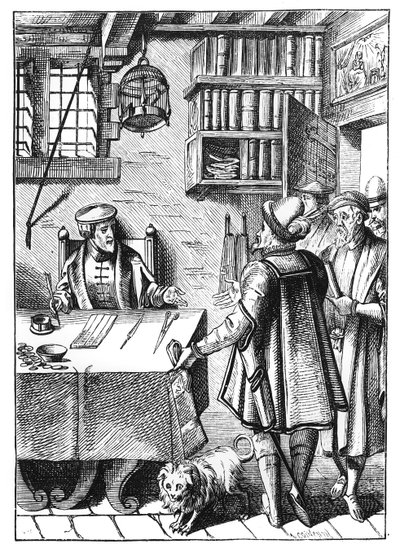 المستلم للضرائب ، بعد قطع خشبية في Praxis Rerum Civilium بواسطة Joos de Damhouder (1507-81) نشر Antwerp ، 1557 بواسطة المدرسة الهولندية