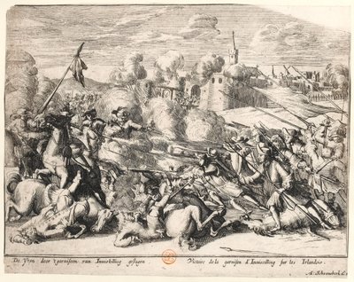 انتصار حامية Enniskillen على الأيرلنديين عام 1689 ، c.1691 بواسطة المدرسة الهولندية