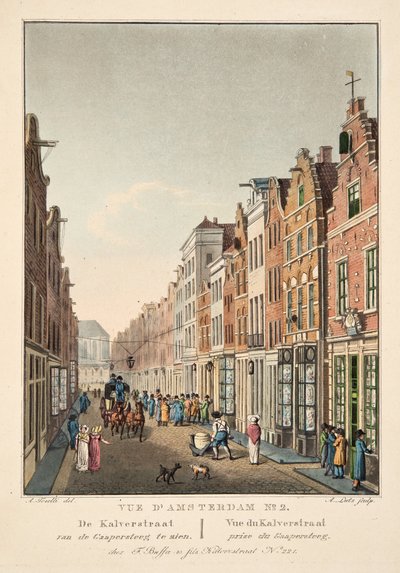 Vue d'Amsterdam رقم 2. يمكن رؤية Kalverstraat من Gappersteeg. جائزة Vue du Kalverstraat du Gaapersteeg بواسطة المدرسة الهولندية
