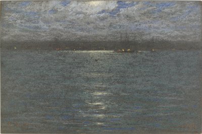 ليلة: مرفأ ، 1894 (باستيل على ورق بني) بواسطة Dwight William Tryon