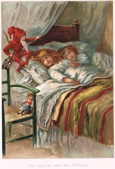 Ole-Luk-Oie في طبعة من حكايات خرافية كتبها هانز كريستيان أندرسون ، c.1900 بواسطة تكنولوجيا المعلومات هاردي