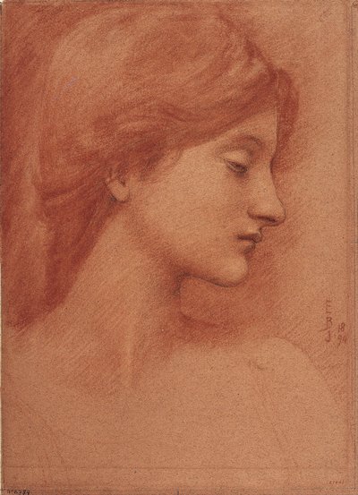 رأس أنثى - ديسين للسير إدوارد كولي بيرن جونز (بورن جونز) (1833-1898) - 1894 - متفائل وطباشير على الورق - 38.4 × 27.7 - المتحف الوطني للفنون في كاتالونيا ، برشلونة بواسطة إي بيرن جونز