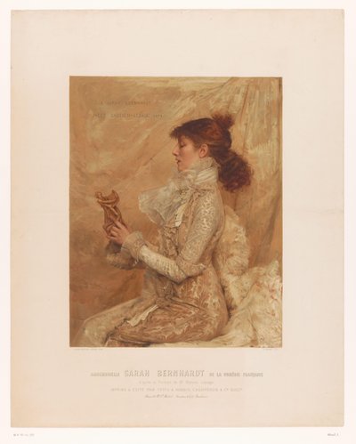 Portret van Sarah Bernhardt Mademoiselle Sarah Bernhardt of the French Comedy (العنوان على الكائن) بواسطة E.Memet