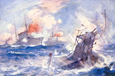 غرق الغواصة الألمانية U15 بواسطة HMS برمنغهام (لون ليثو) بواسطة ES (بعد) هودجسون