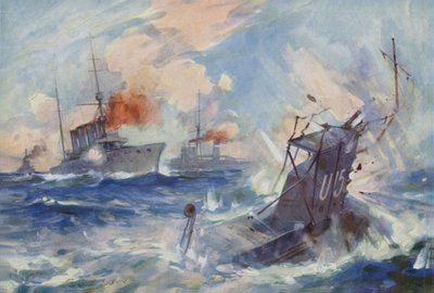 غرق الغواصة الألمانية U-15 بواسطة HMS برمنغهام بواسطة E. S. Hodgson
