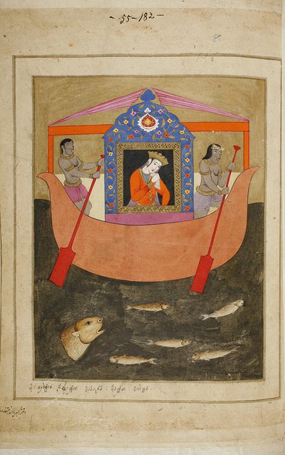 رسم توضيحي للقصيدة الملحمية الفارس في جلد الفهود لشوتا روستافيلي ، القرن الثامن عشر بواسطة E. Ts. Tseretliseuli