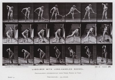 The Human Figure in Motion: Labourer with long-handled shovel (b/w photo) بواسطة ايدويرد مويبريدج
