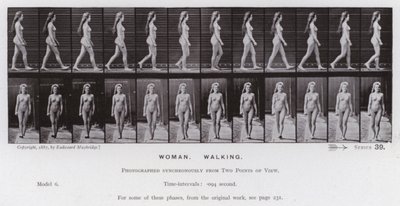 The Human Figure in Motion: Woman, Walking (b/w photo) بواسطة ايدويرد مويبريدج