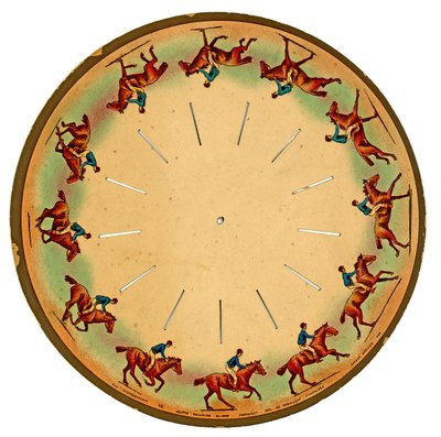 قرص zoopraxiscope يُظهر حصانًا يجري ، 1893 بواسطة ايدويرد مويبريدج