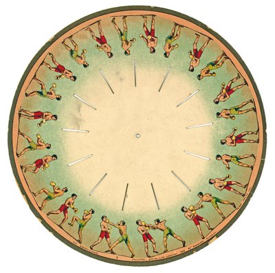 قرص zoopraxiscope يظهر الملاكمة للرجال ، 1893 بواسطة ايدويرد مويبريدج