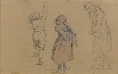 ثلاثة أشكال هولندية ، c.1852 (الجرافيت ، مرحاض وطباشير أبيض على ورق بني) بواسطة ايستمان جونسون