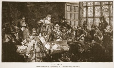 المتشددون ، رسم توضيحي من "كنيسة إنجلترا: تاريخ للشعب" بقلم HDM Spence-Jones ، حانة. ج .1910 (صورة بني داكن) بواسطة إدغار بندي