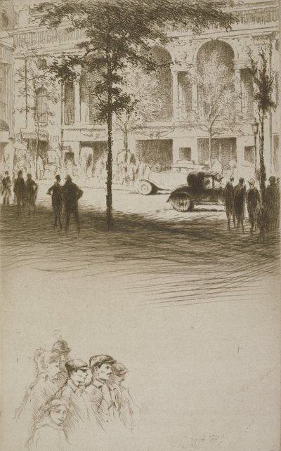 ساحة البلدة ، رسم توضيحي لـ "ميتسو" بقلم سيدوني غابرييل كوليت (1873-1954) نُشر عام 1930 (الحفر والنقطة الجافة) بواسطة إدغار شاهين