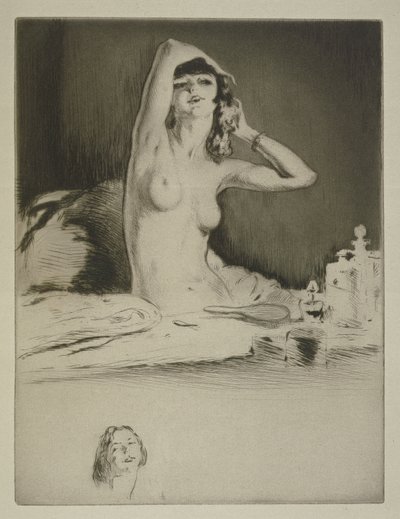 امرأة في مرحاضها ، رسم توضيحي لـ "ميتسو" بقلم سيدوني غابرييل كوليت (1873-1954) نُشر عام 1930 (الحفر والنقطة الجافة) بواسطة إدغار شاهين