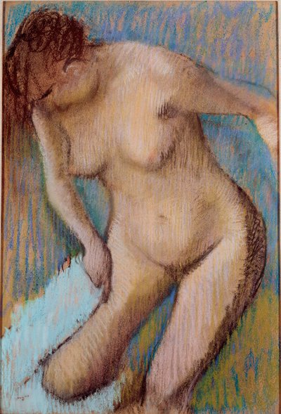 After bathing Naked woman wiping her right thigh. Pastel painting by Edgar Degas (1834-1917) 1866 Sun. 72x49 cm Rome, Galleria d