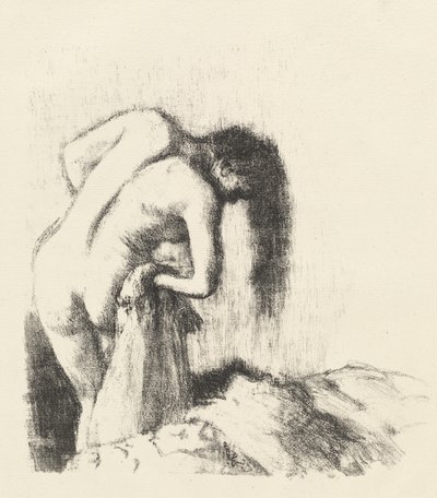 بعد الاستحمام يترك الحمام صفيحة صغيرة ، ج. 1891. بواسطة إدغار ديغا