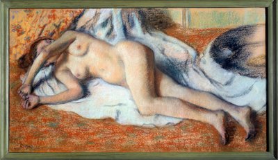 بعد الحمام أو عارية تمتد اللوحة الباستيل بواسطة إدغار ديغا بواسطة Edgar Degas