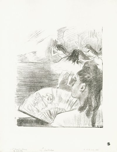 في المسرح - امرأة مع مروحة ، 1878-80 بواسطة إدغار ديغا
