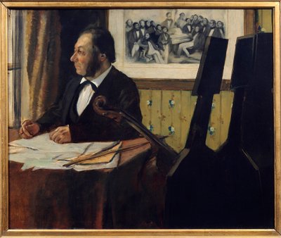 عازف التشيلو بيليت ، لويس ماري بيليت (1815-1877). رسم إدغار ديغا (1834-1917) 1869 صن. 0،50 x 0،61 م باريس. Musee d'Orsay - صورة لويس ماري بيليت (1815-1877) ، عازف التشيلو في أوركسترا الأوبرا. رسم إدغار ديغا (1834-1917) بواسطة إدغار ديغا
