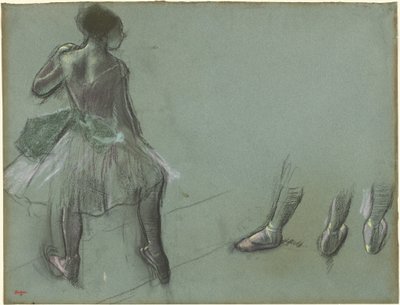 راقصة شوهدت من الخلف وثلاث دراسات للقدمين ، ج. 1878. بواسطة إدغار ديغا