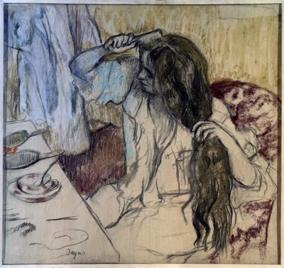 المرأة لديها مرحاضها. رسم إدغار ديغا (1834-1917) بواسطة إدغار ديغا
