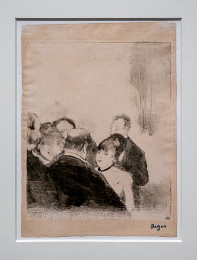 الكاردينال الصغير يتحدث إلى المعجبين بهم. حوالي 1876-1877. يحتوي Monotype على حبر أسود. بواسطة إدغار ديغا