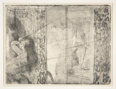 Loges d&39;Actrices (غرف خلع الملابس الممثلات) ، c.1875 (النقش و aquatint) بواسطة إدغار ديغا