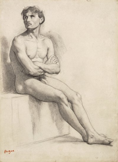 رجل جالس ، دراسة عارية ، 1858 بواسطة Edgar Degas