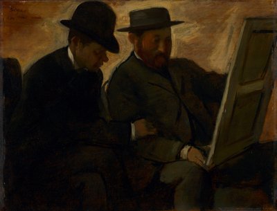 بول لافوند وألفونس تشيرفيلس يفحصان لوحة ، c.1878-1880 بواسطة إدغار ديغا
