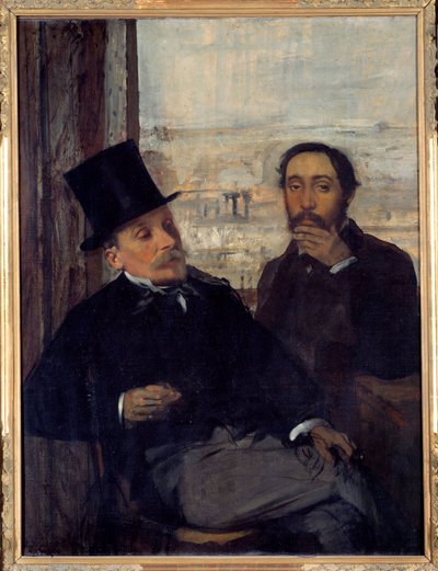 صورة ذاتية مع الرسام Evariste de Valernes (1816-1896) إدغار ديغا مثل نفسه على اليمين. رسم إدغار ديغا (1834-1917) 1865 صن. 1،16x0،89 م باريس ، متحف دورسيه - صورة شخصية للرسام إيفاريست دي فاليرن (1816-1896) - بواسطة إدغار ديغا