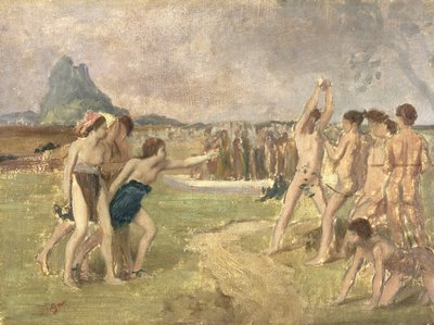 دراسة عن تمرين يونغ سبارتانز ، 1860-61 (زيت على ورق مركب على لوحة) (انظر 3354) بواسطة إدغار ديغا