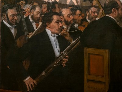 أوركسترا الأوبرا (تفصيل). 1870. زيت على قماش. بواسطة إدغار ديغا