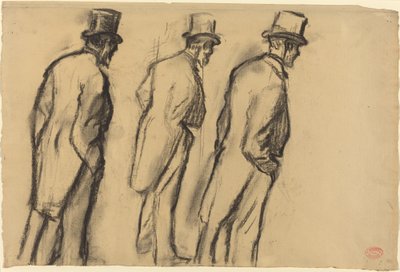 ثلاث دراسات لـ Ludovic Halévy Standing ، c.1880 (فحم على ورق مدبوغ) بواسطة إدغار ديغا