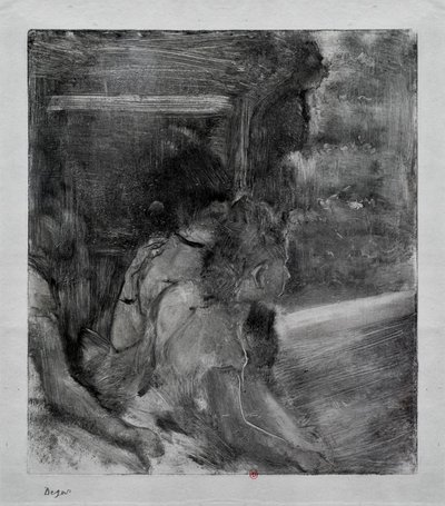 الى المسرح. حوالي عام 1878. يحتوي Monotype على حبر أسود من الصين. بواسطة إدغار ديغا