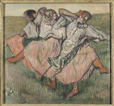 تروا دانسيوز روسيس - ثلاثة راقصين روس ، بقلم ديغا ، إدغار (1834-1917). باستيل على ورق ، نهاية تسعينيات القرن التاسع عشر. الأبعاد: ٦٢ × ٦٧ سم. المتحف الوطني ستوكهولم بواسطة إدغار ديغا