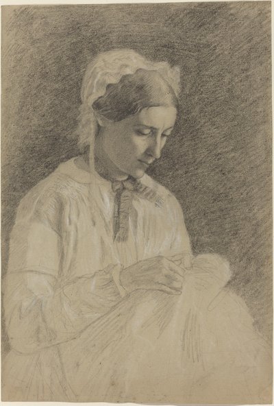 تطريز امرأة ، 1855-1860 بواسطة إدغار ديغا