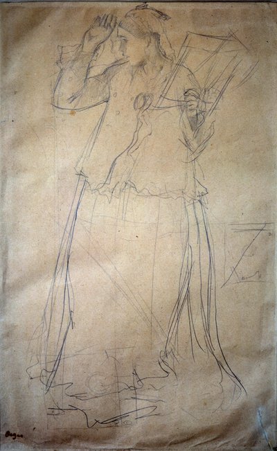Young Woman Singing Drawing at the Lead Mine by Edgar Degas (1834-1917) 19th century Paris, Louvre Museum بواسطة إدغار ديغا