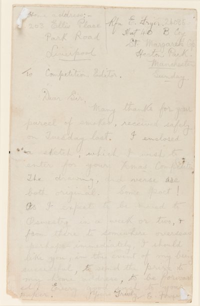 رسالة إلى محرر مسابقة الصحف ، 1914-1918 بواسطة إدغار فراير