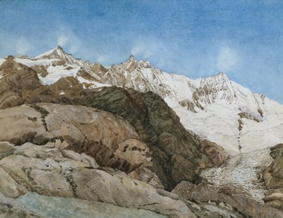 The Mischabe Horner من Saas-Fee ، فاليه ، سويسرا (مرحاض مع غواش على ورق) بواسطة إديث باين
