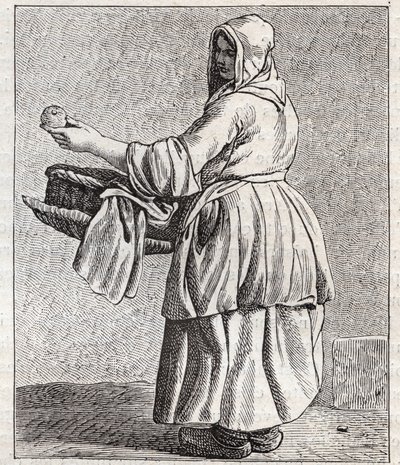 تاجر التفاح المخبوز - Pepetit metier de Paris (دراسات مأخوذة في الشعب السفلي ، أو صرخات باريس) - نقش بواسطة Edme Bouchardon (1698-1762) بواسطة إدم بوشارون