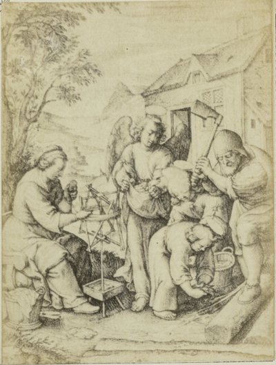 Fotoreproductie van de gravure باب الرقائق Hieronymus Wierix رقائق (العنوان على الكائن) بواسطة ادمون فيرلانتس