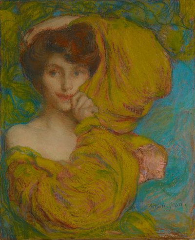 شابة ذات وشاح أصفر ، ج. 1900. بواسطة إدموند فرانسوا أمان جان
